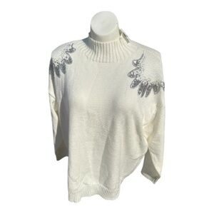 Cato Elegant Cream Sweater with Silver Accents NWT